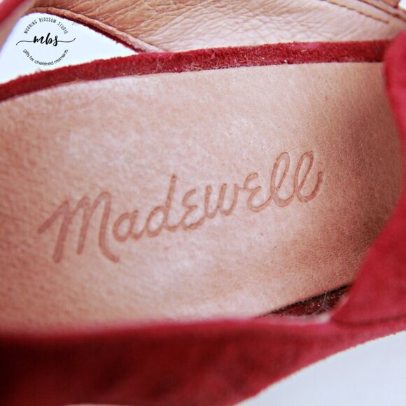 Madewell Octavia Leather Ankle Strap Heeled Sandals Red Women 9 - Picture 15 of 16